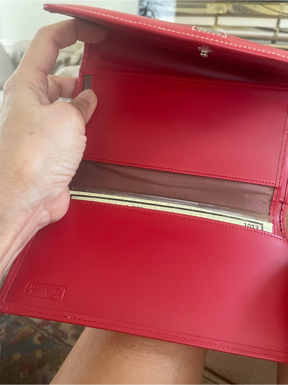 Dooney & Bourke Bright Red Leather Flap Wallet - Picture 7 of 15